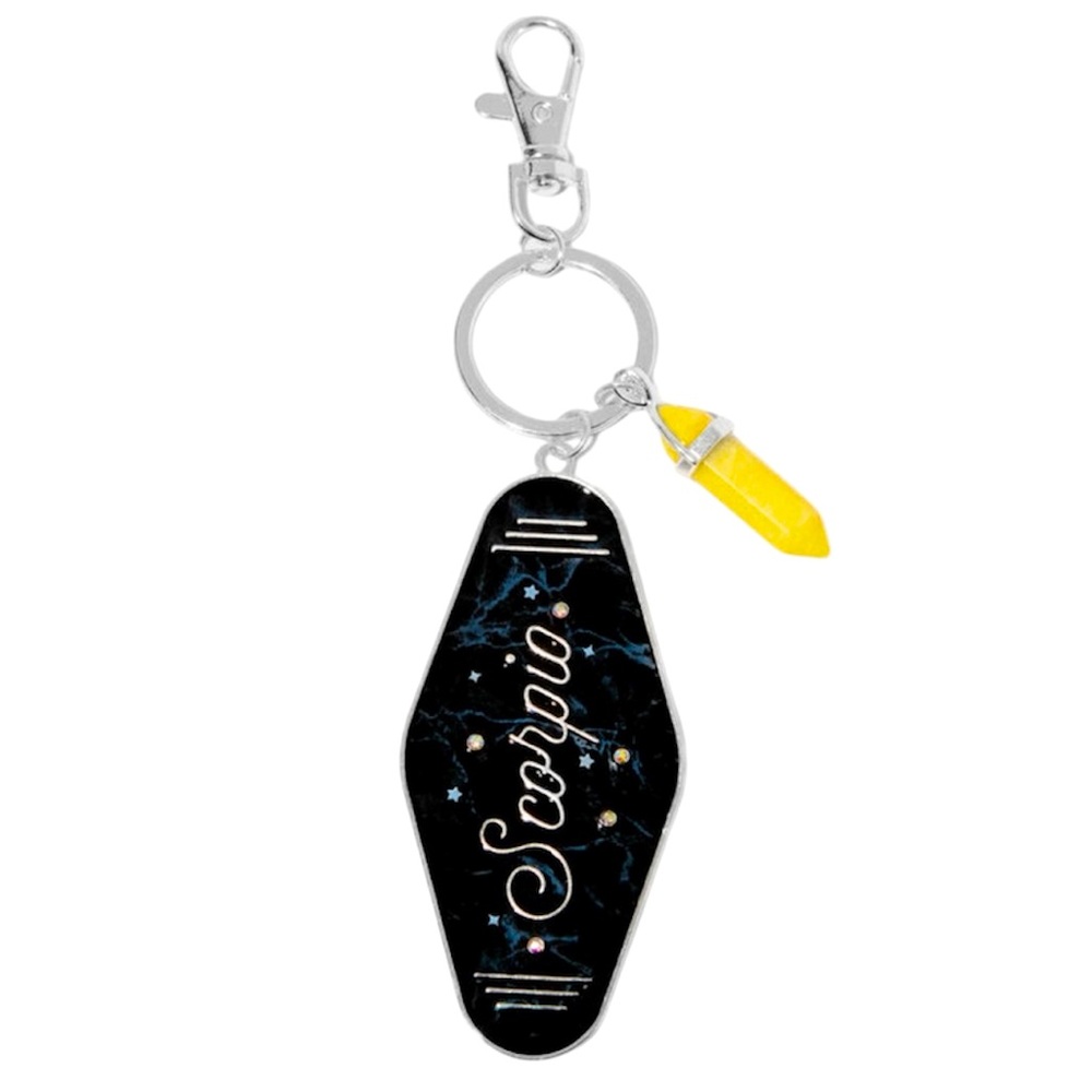 Retro Hotel Key Mystical Gem Zodiac Keychain - Scorpio - NWT
